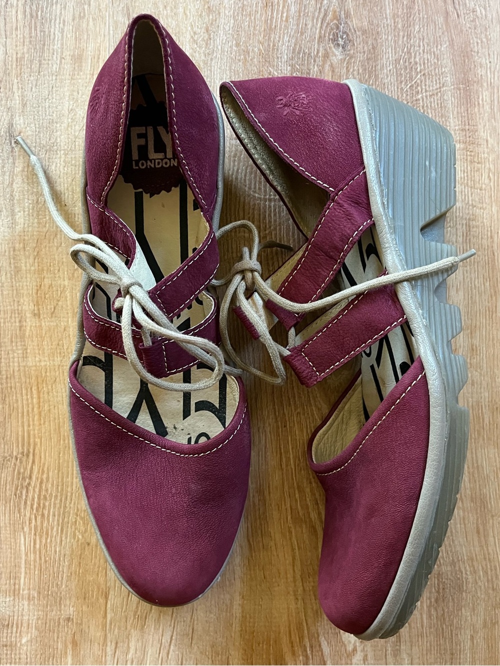Fly London Burgundy ‘Poma’ Wedges